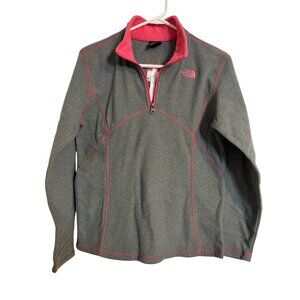 The North Face Glacier Girls Size XL 1/4 Zip Gray Pink Fleece Pullover NWT
